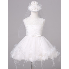Short Chiffon Lace Flower Girl Dresses with Applique