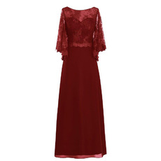 Custom Sweetheart Floor Length Chiffon Mother Dresses with Lace Sleeves