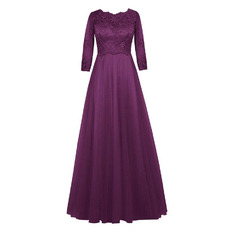Discount A-Line Empire Floor Length Mother Dresses with 3/4 Sleeves