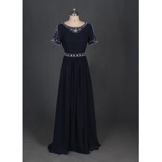 Discount Floor Length Chiffon Mother Dresses with Short Sleeves