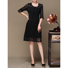 New Knee Length Lace Pleated Mother Dresses with Half Sleeves