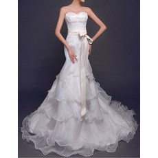 New Mermaid Sweetheart Layered Skirt Wedding Dress with Sashes