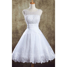 Informal A-Line Scoop Short Organza Beaded Garden Wedding Dresses