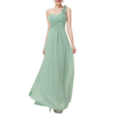 One Shoulder Sweetheart Floor Length Chiffon Bridesmaid Dresses