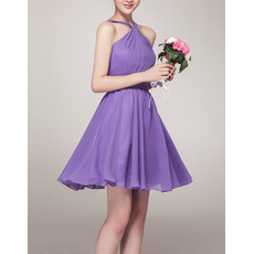 Sexy A-Line Halter Sleeveless Mini/ Short Chiffon Bridesmaid Dresses