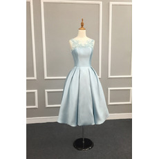 Vintage Ball Gown Tea Length Satin Tulle Embroidery Cocktail Dresses