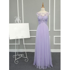 Sheath Empire Long Chiffon Tulle Evening/ Prom Dresses