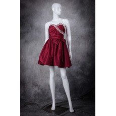 Sexy A-Line Sweetheart Sleeveless Short Taffeta Homecoming Dresses