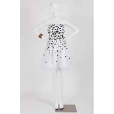 Affordable A-Line Strapless Short Organza Dot Homecoming Dresses