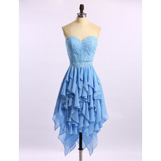 Sexy Sweetheart High-Low Chiffon Beading Ruffle Homecoming Dresses