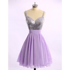 Sexy A-Line Sweetheart Short Chiffon Homecoming Dresses with Straps