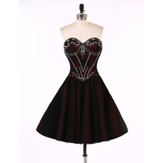 Sexy A-Line Sweetheart Short Taffeta Rhinestone Homecoming Dresses