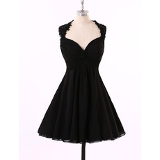 Sexy A-Line Sweetheart Short Chiffon Black Backless Homecoming Dresses