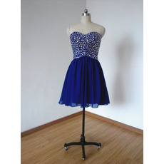 Sweetheart Short Chiffon Rhinestone Homecoming Dresses