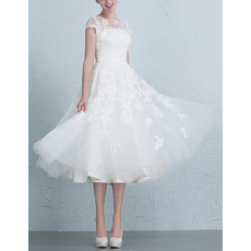 Affordable A-Line Tea Length Short Garden/ Outdoor Wedding Dresses