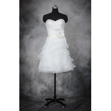 Informal A-Line Sweetheart Short Organza Layered Skirt Wedding Dresses
