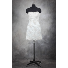Column Sweetheart Lace Short Petite Wedding Dresses