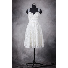 Custom Empire Straps Sweetheart Lace Short Reception Wedding Dresses