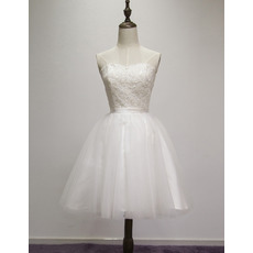 Informal Ball Gown Sweetheart Sleeveless Short Satin Wedding Dresses