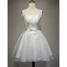 Ball Gown Sleeveless Short Lace Organza Wedding Dresses