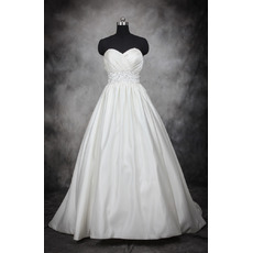 Custom Ball Gown Sweetheart Court Train Satin Wedding Dresses