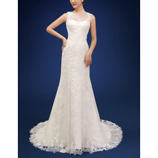 Inexpensive Sheath Sleeveless Court Train Organza Wedding Dresses