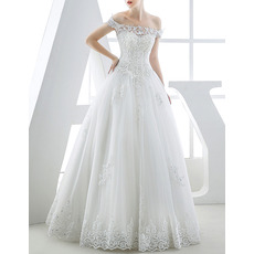 Custom Ball Gown Off-the-shoulder Full Length Organza Wedding Dresses
