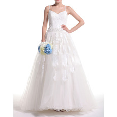 Affordable Ball Gown Spaghetti Straps Full Length Wedding Dresses