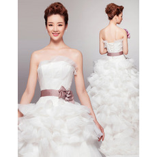 Strapless Ruffle Skirt Wedding Dresses with Belts