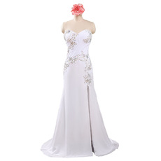 Custom Sweetheart Floor Length Chiffon Beading Evening Dresses