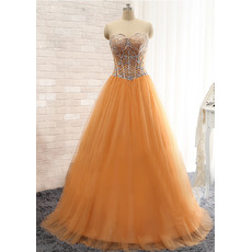 Custom Ball Gwon Sweetheart Floor Length Satin Tulle Evening Dresses