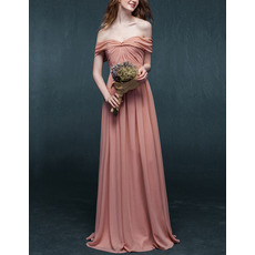 Off-the-shoulder Floor Length Chiffon Evening Dresses