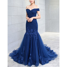 Discount Trumpet Off-the-shoulder Sweep Train Organza Evening Dresses