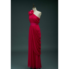 Elegant One Shoulder Floor Length Chiffon Pick-Up Evening Dresses