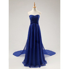 Sweetheart Sweep Train Chiffon Evening Dresses