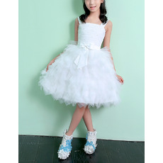 Adorable Knee Length Ruffle Skirt Flower Girl Dresses with Straps