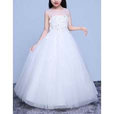 Sleeveless Floor Length Organza Flower Girl Dresses