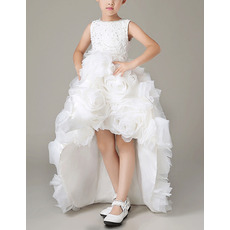 Inexpensive High-Low Organza Floral Skirt Flower Girl Dresses