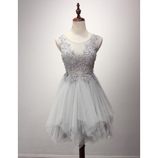 Custom A-Line Sleeveless Short Tulle Layered Skirt Homecoming Dresses