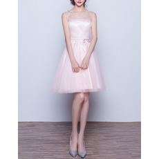 Sleeveless Short Satin Tulle Homecoming Dresses