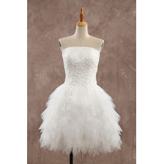 Informal Strapless Short Organza Ruffle Skirt Wedding Dresses