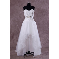 Column Sweetheart High-Low Organza Wedding Dresses