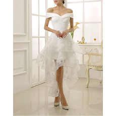 Off-the-shoulder High-Low Lace Short Wedding Dresses