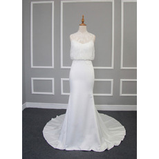 Discount Sheath Chapel Train Satin Lace Blouse Wedding Dresses