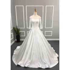 Elegant A-Line Off-the-shoulder Wedding Dresses with 3/4 Long Sleeves