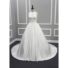 Discount Ball Gown Chapel Train Satin Wedding Dresses with Tassels