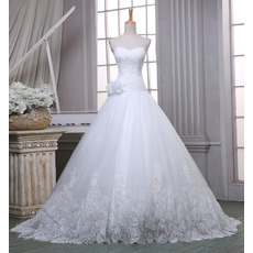 New Ball Gown Sweetheart Sweep Train Organza Wedding Dresses