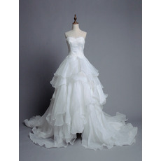 Inepxensive Sweetheart Sweep Train Organza Layered Skirt Wedding Dress
