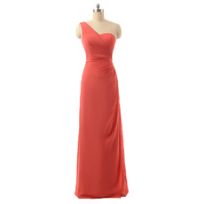 Affordable One Shoulder Floor Length Chiffon Bridesmaid Dresses