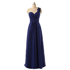 One Shoulder Floor Length Chiffon Bridesmaid Dresses